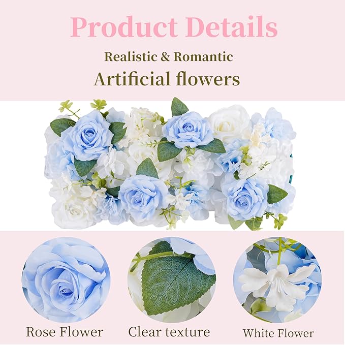 Pack of 10 Wedding Arch Decorations, 20.47 inch Artificial Flower Table Centerpieces Floral Arrangement for Wall Backdrop Party Bridal Shower Event Decor - Blue