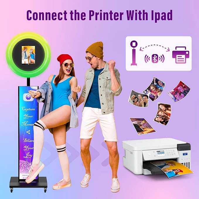 Photo Booth Machine Compatible with Ipad 12.9in 11in 10.9in 10.2in, Photo Booth Machine with Software APP Control,Music Sync,Free Custom Logo,Flight Case,for Parties,Wedding,Events(Black)