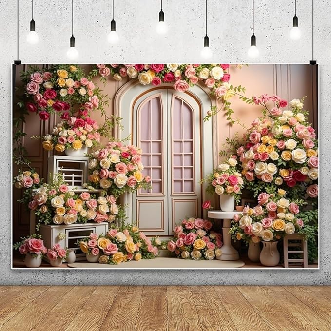20x10ft Pink Flowers Wedding Backdrop Elegant Rose Blossom Floral Plant Woman Bride Party Girls Photography Background Bridal Shower Photo Studio Shoot