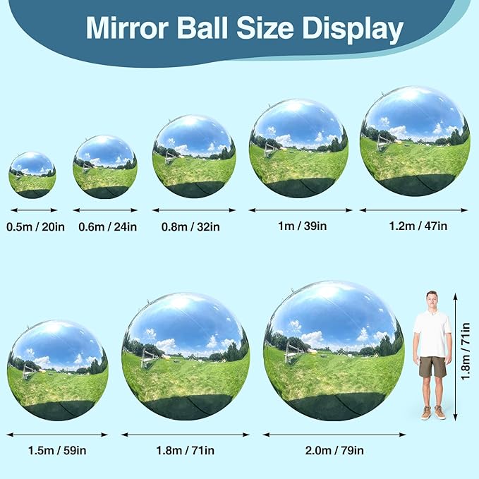 Silver Inflatable Mirror Ball, Big Shinny Mirror Balls Reusable Large PVC Disco Ball Balloon for Large Event Decoration, Party, Concerts, Stage, Wedding Decor, Without Air Pump(2 Pcs, 39.4in)