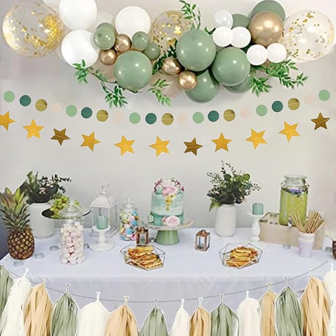 Sage Green Baby Shower Decorations Gender Neutral Baby Shower Decorations Welcome Baby Banner Sage Green Balloons Paper Lanterns Pom Tablecloth Neutral Gender Reveal Birthday Party Supplies