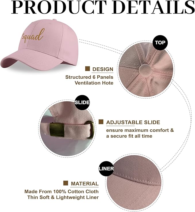 LADY&HOME Bachelor/Bachelorette Party Baseball Hats Set, Embroidered Adjustable Cotton Truck Caps