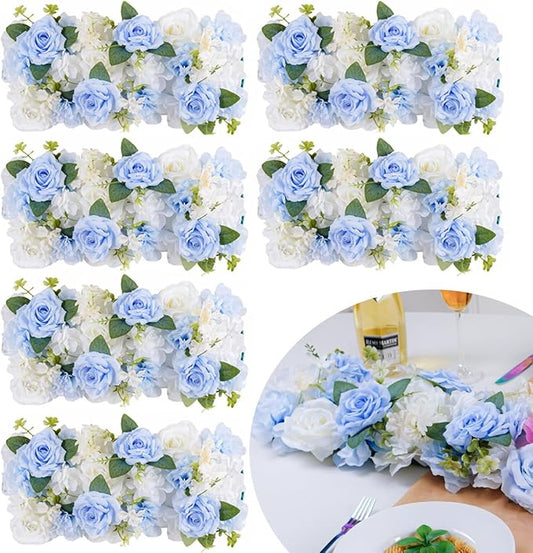 Pack of 6 Wedding Arch Decorations, 20.47 inch Artificial Flower Table Centerpieces Floral Arrangement for Wall Backdrop Party Bridal Shower Event Decor - Blue