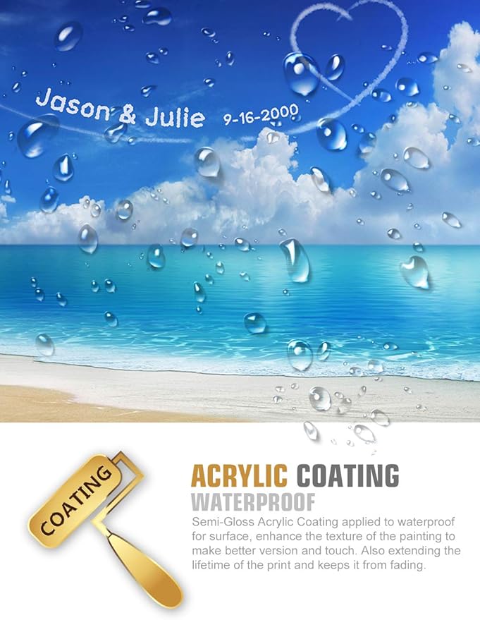 IPIC - Seaside Skywriting Personalized Wall Art with Names, Customized Gift for Couple, Customized Canvas for Wedding Anniversary. 24x16