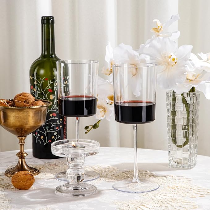 Ciaell 12 Pack Clear Plastic Wine Glasses - 14Oz Plastic Wine Glasses with Stem - Disposable Stemmed Wine Glass for Parties & Weddings & Outdoor