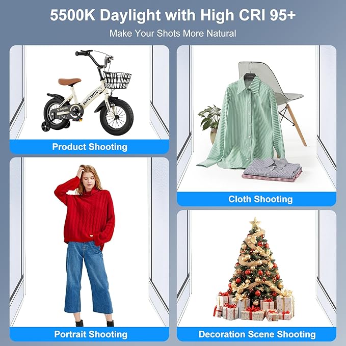 PULUZ Professional Large Photo Light Box Photography Studio, 47x31x78inch Large Lightbox Photo Video Continuous Lighting Softbox Shooting Tent Kit with 2 Colors PVC Backdrops