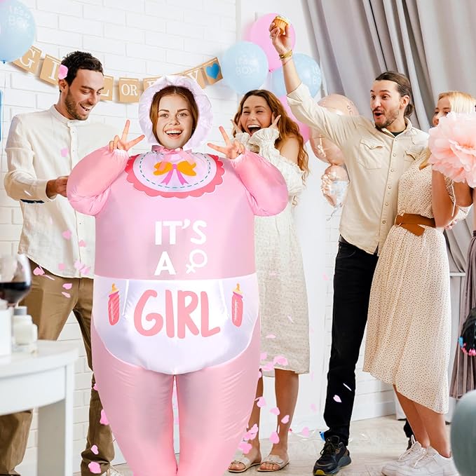 2 Pcs Inflatable Baby Costume for Adults Blow up Gender Reveal Baby Costume Suit for shower party Halloween Cosplay(Cute)