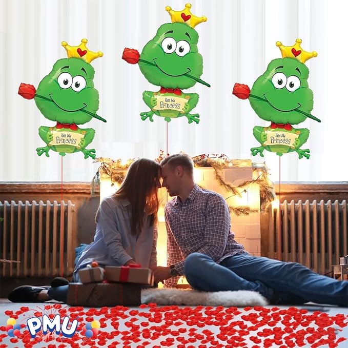 PMU Valentine's Day Frog-Kiss Me Princess 39in Mylar-Foil Balloon (25/pkg) Pkg/1