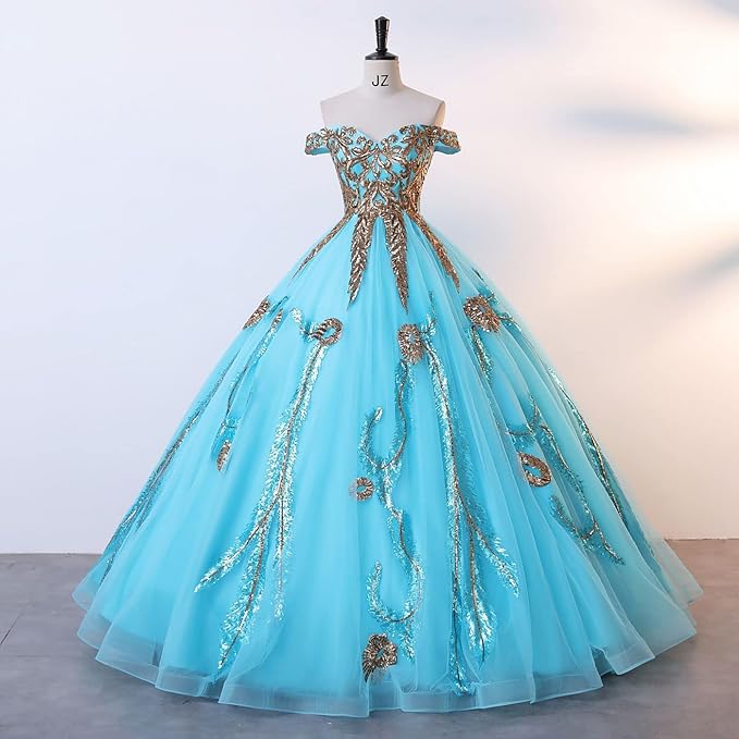 Engerla Women's Beading Sweetheart Ball Gown Tulle Layed Long Quinceanera Dress
