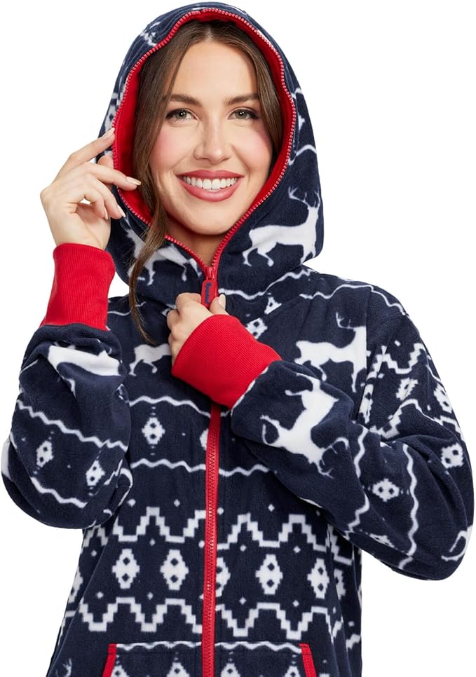 Tipsy Elves Christmas Onesies for Adults - Comfy Unisex Matching Holiday Jumpsuits with Convenient Pockets