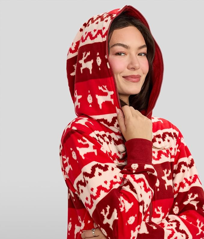 Tipsy Elves Christmas Onesies for Adults - Comfy Unisex Matching Holiday Jumpsuits with Convenient Pockets