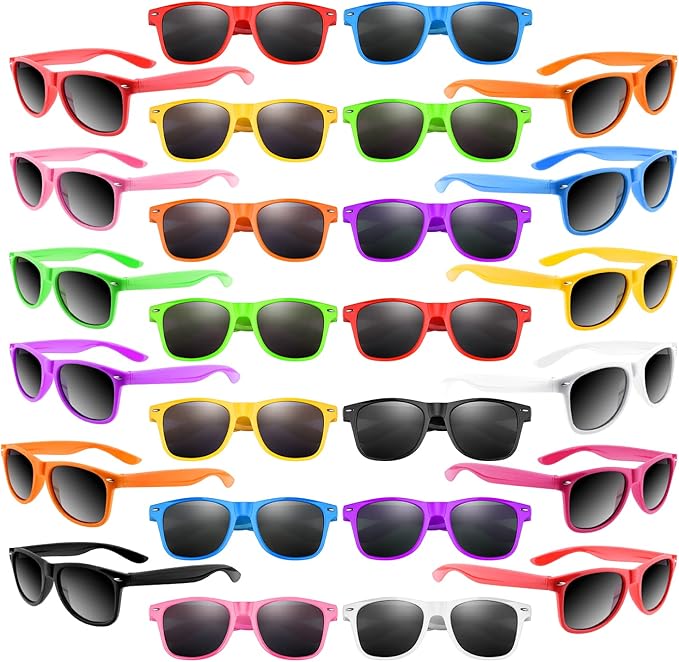 FEPITO 60 Pack Neon Sunglasses in Bulk 10 Colors Sunglasses Party Favors for Beach Birthday Party Pool Wedding Party Supplies