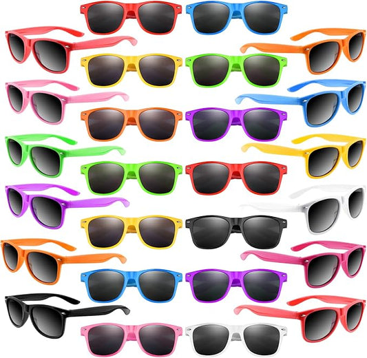 FEPITO 60 Pack Neon Sunglasses in Bulk 10 Colors Sunglasses Party Favors for Beach Birthday Party Pool Wedding Party Supplies