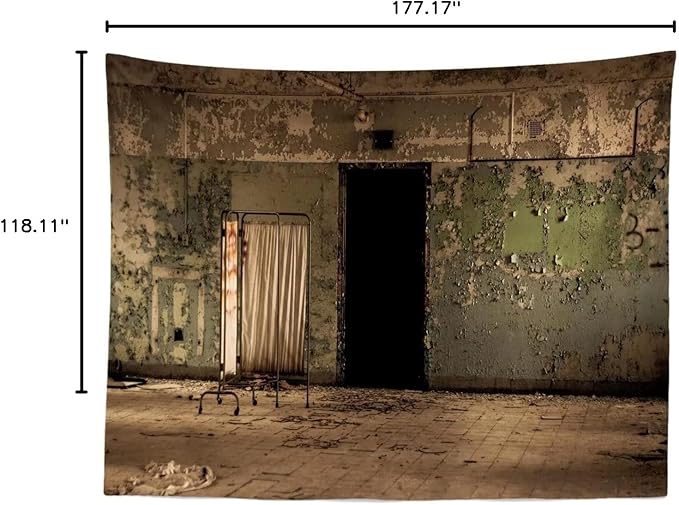 BELECO 15x10ft Fabric Creepy Old House Backdrop Abandoned Hospital Insane Asylum Haunted Halloween Backdrop Shabby Interior Horror Themed Party Decorations Kids Adult Portrait Shooting Photo Props