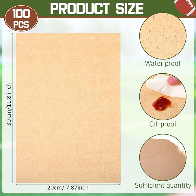 200 Pcs Football Party Decorations, 5 lb 100 Football Paper Food Trays Disposable Serving Trays Boats with 100 Grease Resistant Liner Papers for Birthday Party Supplies Sport Game Event Favors