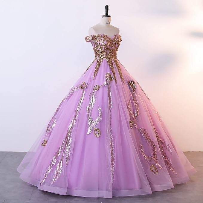 Engerla Women's Beading Sweetheart Ball Gown Tulle Layed Long Quinceanera Dress