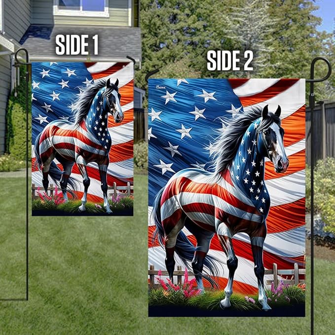 FLAGWIX American Flag - Horse Patriotic American Flag MLN2926F, House Flag (29.5" x 39.5") - USA Flags Premium Polyester - Decorative Indoor Outdoor Flag