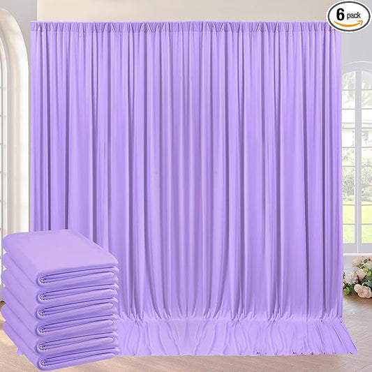 30ft×10ft Wrinkle Free Lavender Backdrop Curtain for Party, 6 Panels 5×10ft Soft Silky Polyester Purple Lilac Photo Backdrop Drapes for Birthday Baby Shower Mother's Day Wedding Photography