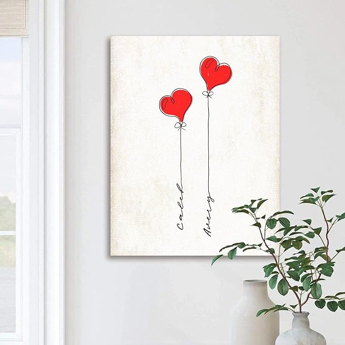 Heart Balloons - Personalized Banksy style Valentine's Day, Wedding, Anniversary (16"x20" Block Mount)