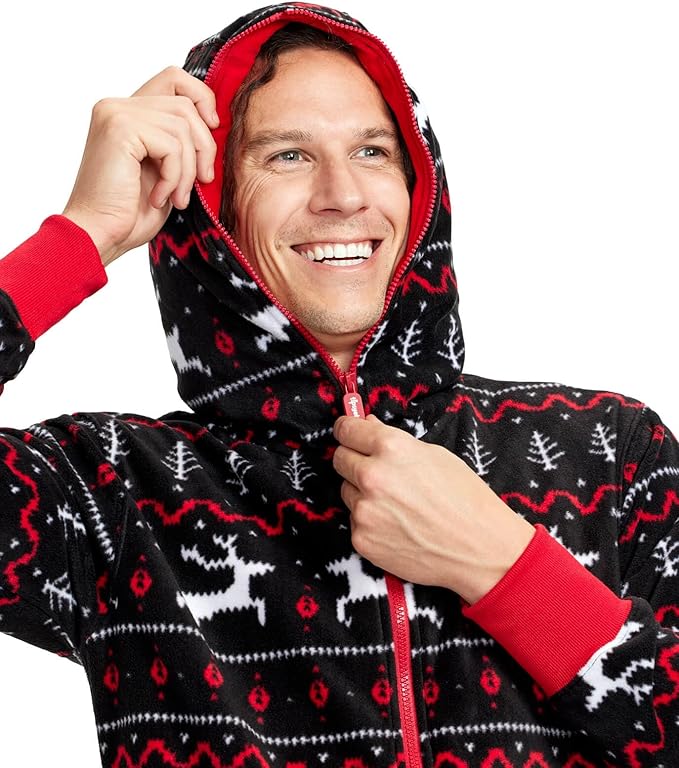 Tipsy Elves Christmas Onesies for Adults - Comfy Unisex Matching Holiday Jumpsuits with Convenient Pockets