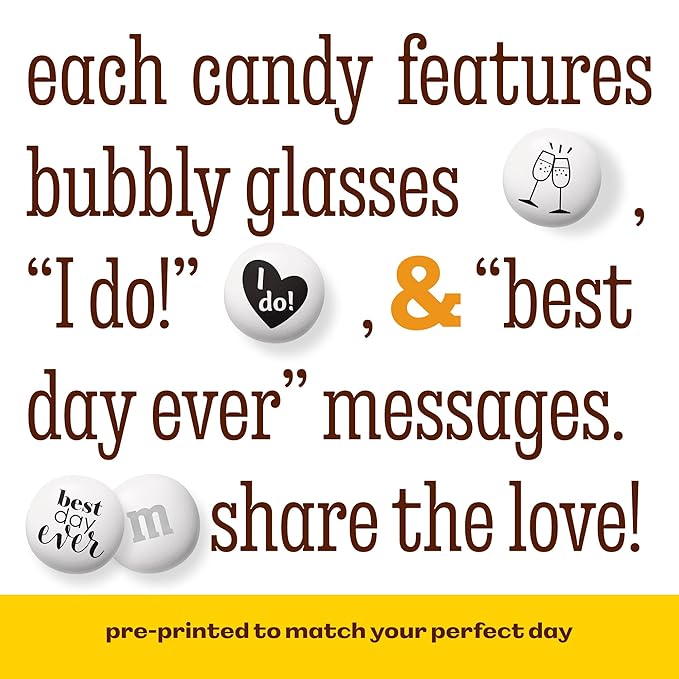 M&M’S WORLD Wedding Themed M&M'S Candy Bulk - 2 lbs Assorted Chocolate Candy for Wedding Decor, Just Married, I Do Decorations