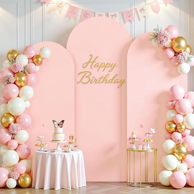 Dusty Rose Arch Cover 3 Set - 4FT, 5FT, 6FT Dusty Pink Arch Backdrop Cover Spandex Baby Shower Arch Stand Covers for Girls Birthday Party Wedding Bridal Shower Banquet Photo Background Decoration