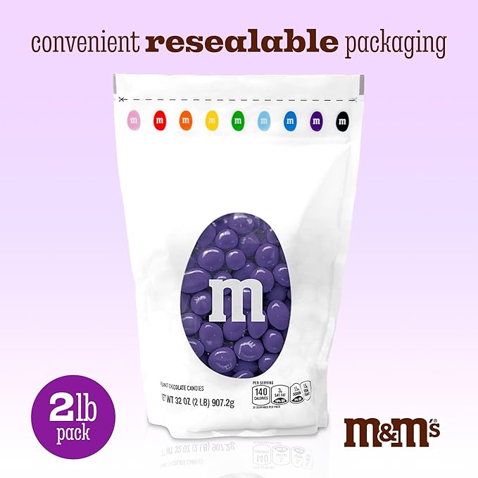 M&M’S WORLD Peanut Purple Chocolate Candy-2lbs of Bulk Candy in Resealable Pack for Easter,Candy Buffet,Birthday Parties,Theme Meetings,Candy Bar,Sweet Stuff for DIY Party Favors or Edible Decoration