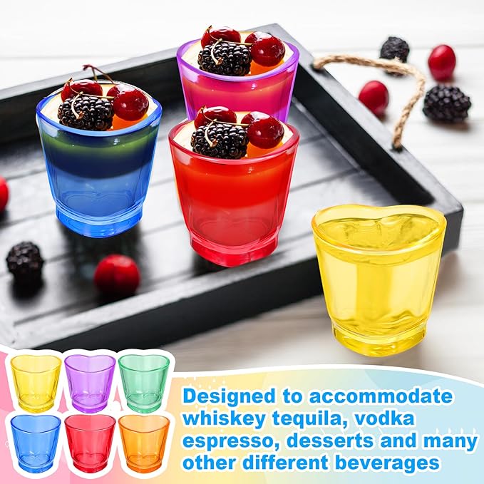 Sabary Valentine's Day Heart Shot Glasses Bulk, 36 Pack 1.5 oz Thick Glass Colorful Shot Glasses for Valentine Galentine Party Supplies, Party Favors, Table Decor