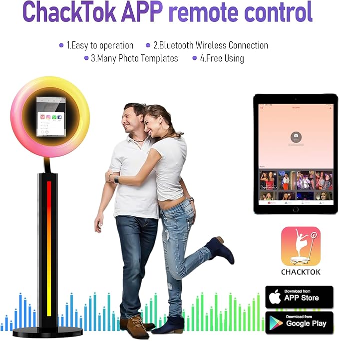 HARZHI Portable Photo Booth Compatible with Ipad, for Ipad Photo Booth Shell Stand Stand Provide Chacktok Photo Booth Software for Party and Wedding, Free Custom Logo, Flight Case
