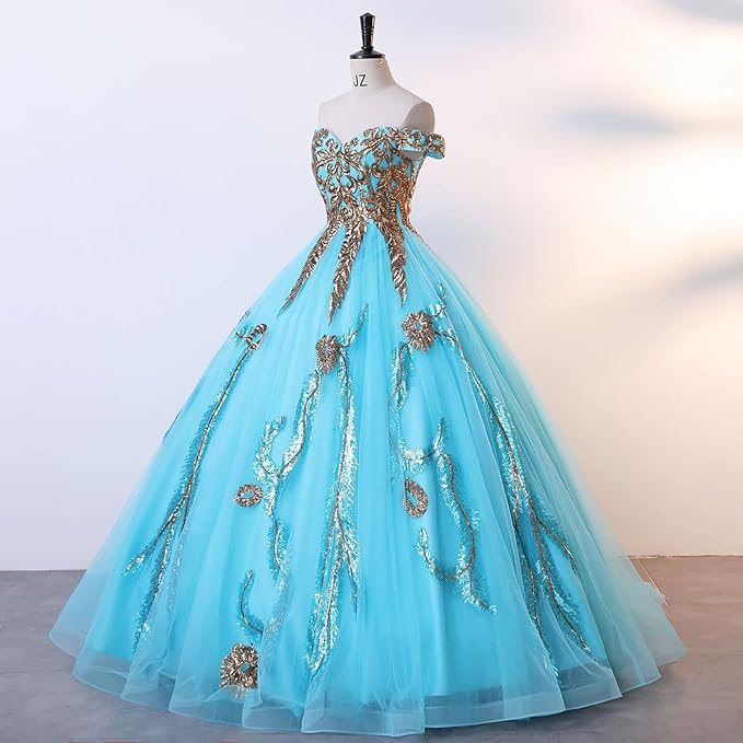 Engerla Women's Beading Sweetheart Ball Gown Tulle Layed Long Quinceanera Dress