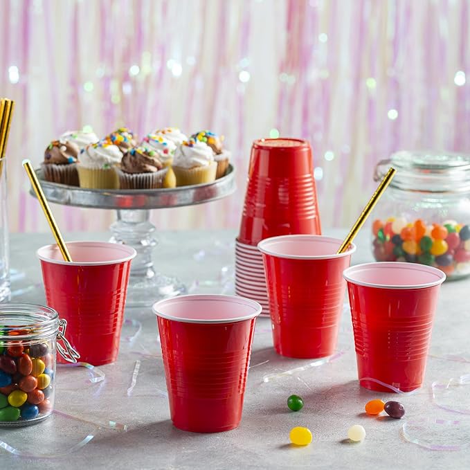 Comfy Package [Case of 1,600 12 oz. Disposable Plastic Red Cups, Party Drinking Cups for Events and Everyday Use