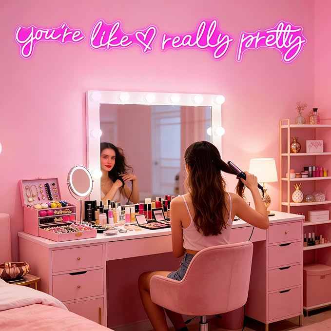 You're Like Really Pretty Neon Sign, Led Neon Light for Wall Decor,Light Up Sign for Wedding, Engagement,adapter Powered Led Neon Signs for Bedroom Decor（Super Large Style/88.2in）