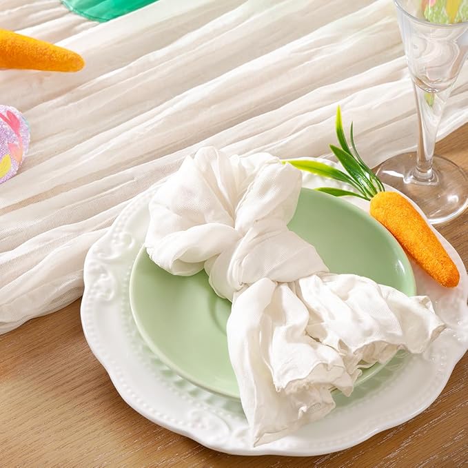 50 Pack Ivory White Cheesecloth Napkins Spring Cloth Napkins Set of 50 Dinner Napkins Bulk 21x21 Inches for Wedding Bridal Shower Baby Shower Valentine's Day