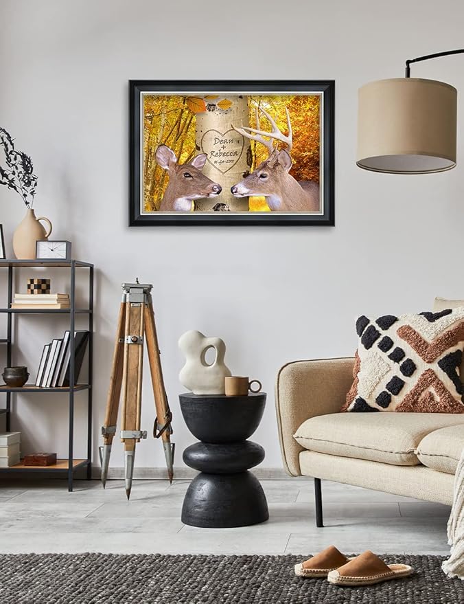 IPIC - Oh My Dear, Personalized Wall Art with Names and Date on, Giclee Prints with Solid Wood Frame, Custom Memorial Gifts for Wedding Anniversary. Total Framed Size: 27.25" W x 19.25" H