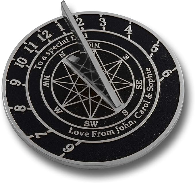 The Metal Foundry Personalized Large Aluminum Sundial Gift. This Unique Gift Idea for Him Or Her is Cast with Your Message and Will Make The Perfect Present for Birthday, Anniversary Or Christmas