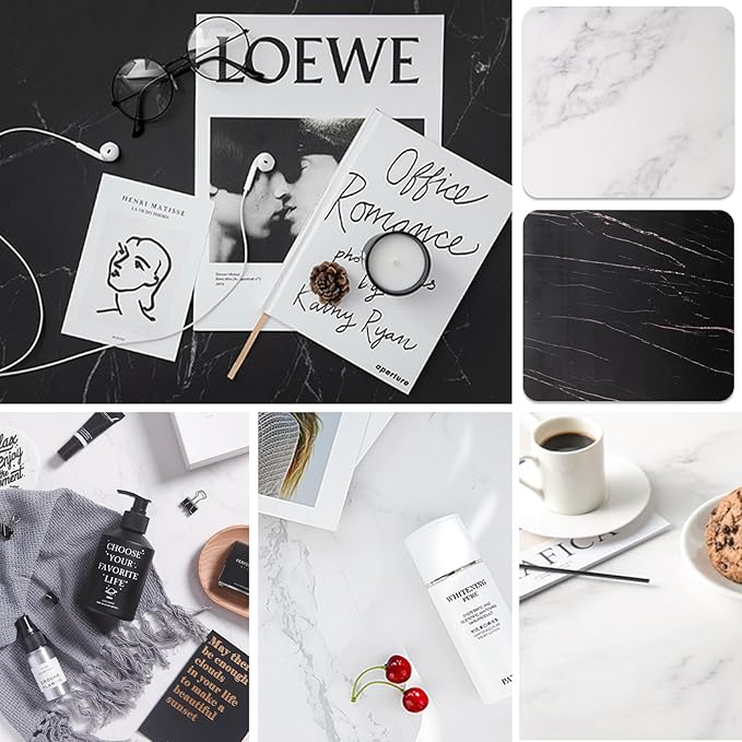 5PCS Double Sided 10 Patterns Photography Backdrop Boards, 16x16 Inch Waterproof Background Surface with 4 Brackets, Cement Marble Wood Brick Texture Backdrop for Food Jewelry Shooting