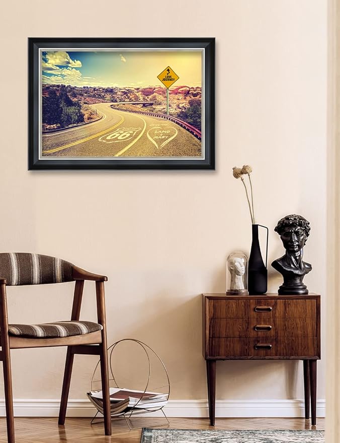 IPIC - Love Journey Personalized Framed Wall Art with Names and Date on, Giclee Prints Framed with Solid Wood, Custom Memorial Gifts for Wedding Anniversary. Total Size: 27.25" W x 19.25" H