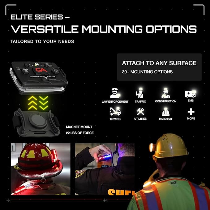 Guardian Angel Safety Light Value Bundle (2 Pack): Elite (Red/Blue/White Front, Red/Blue Rear + IR) + Micro (White Front, R Rear) – Hands-Free LED Flashlights for Law Enforcement and Recreational Use