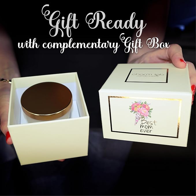 CharmLab Candle - Mother’s Day, Birthday Gift for Mom from Daughter or Son – Best Mom Ever- Luxury Glass Jar Candle with Gift Box - Lavender Scented - 12 oz, Natural Bio Wax, 40 Hr Burn