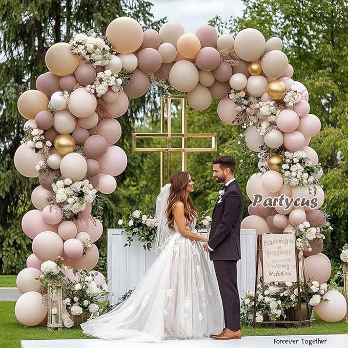 Dusty Light Pink Beige Balloon Arch Double Stuffed Mauve Blush Nude White Cream Matte Balloon Garland Kit for Boho Baby Shower Birthday Baby in Bloom Bridal Wedding Valentine Party Decoration