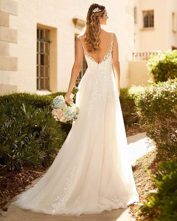 Boho Lace Wedding Dresses for Bride 2026 Tulle Long Sleeve Wedding Dress Ball Gowns Satin Mermaid Bridal Gown