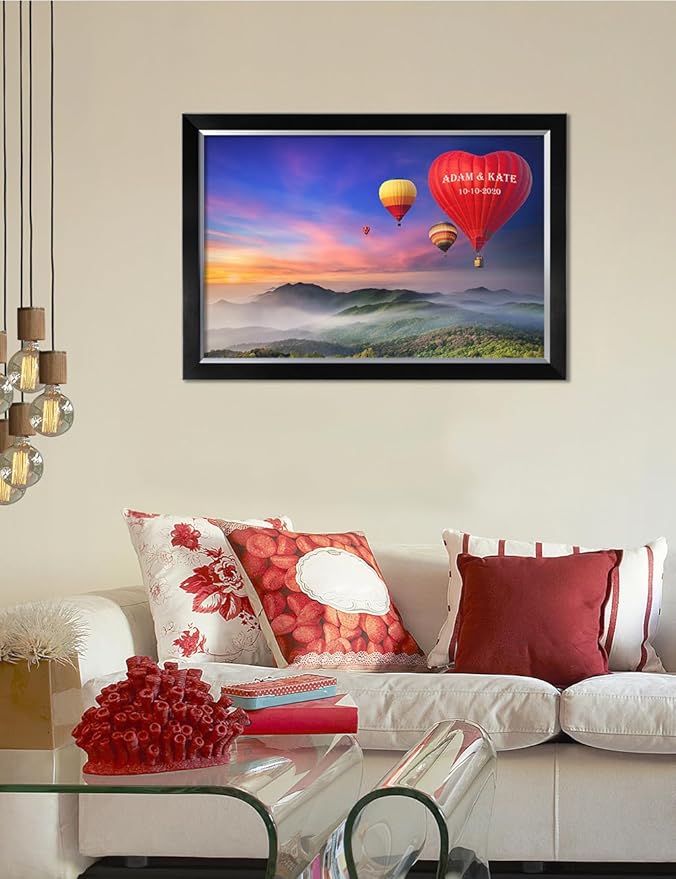 IPIC - Romance on High Personalized Wall Art with Names, Personalized Artwork with Names and Date on, Customized Gift for Anniversary,Wedding,Birthday and Holidays. Framed size: 33x23