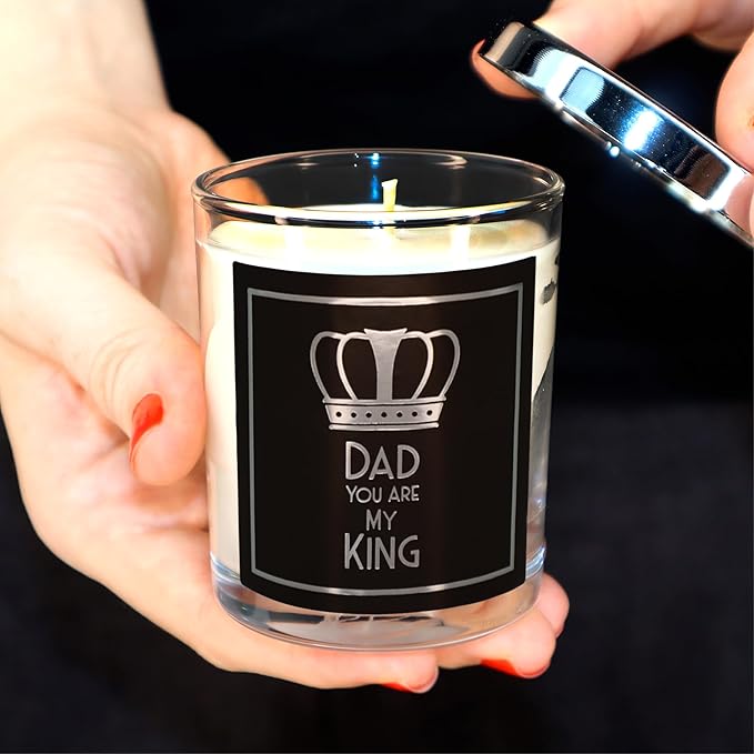 CharmLab Candle - Gift for Dad from Daughter or Son, Luxury Wood & Spice Sandal Scented Glass Jar Candle with Gift Box, 12 oz, Natural Bio Wax, 40Hr Burn, Perfect for Father’s Day, Birthday, Christmas