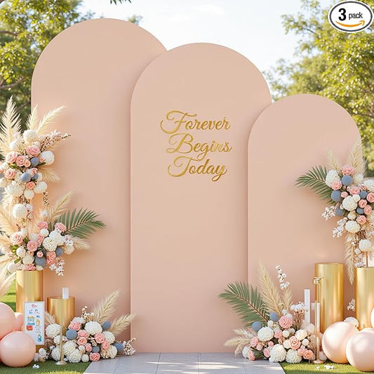 Nude Arch Covers 3 Set - 6FT, 6.6FT, 7.2FT Nude Arch Backdrop Cover Spandex Wedding Arch Stand Covers for Bridal Shower Wedding Baby Shower Birthday Party Banquet Photo Background Decorations