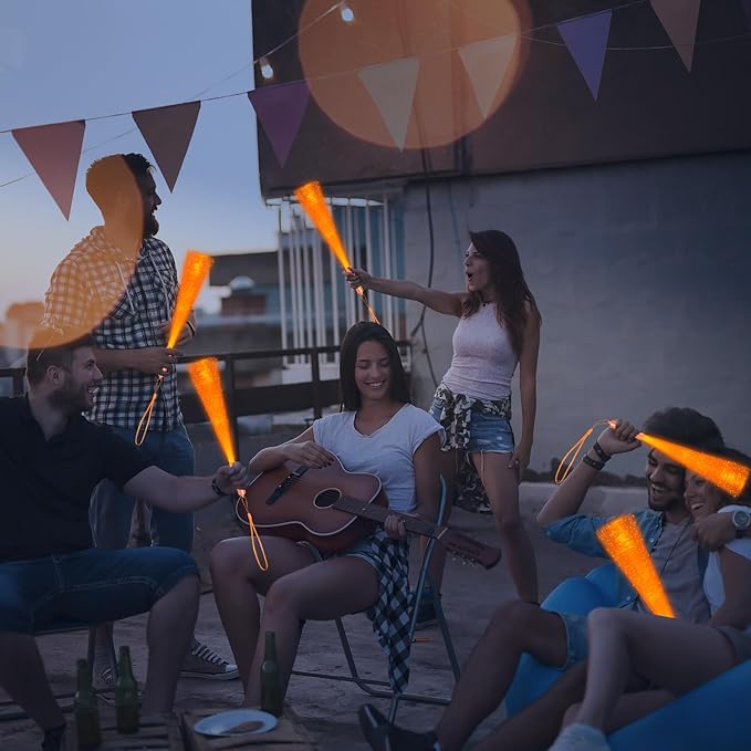 48 PCS Orange Glow Fiber Wands Sticks LED Light Wands 3 Modes Flashing Fiber Optic Light Rod Bulk Fiber Optic Wands Glow in The Dark Party Favors for Bar Wedding Party Supplies