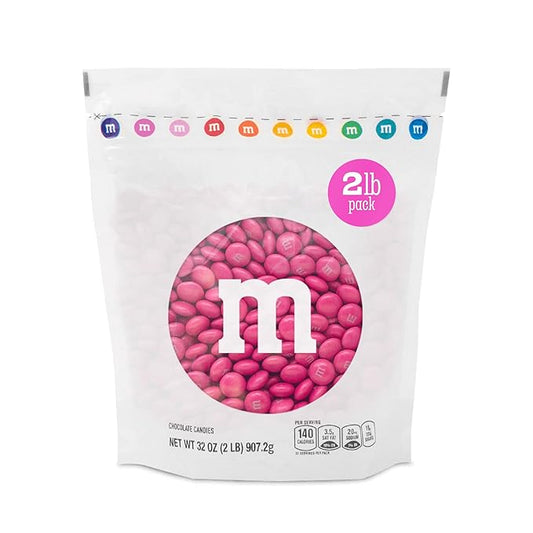 M&M’S WORLD Dark Pink Milk Chocolate Candy - 2lbs of Chocolate Candy Bulk in a Resealable Pack, For Valentine's Day, Birthday Party Favors, Weddings, Graduation and More
