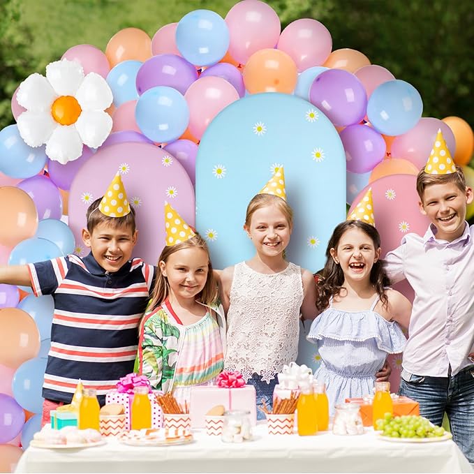 34 Pieces Pastel Balloon Arch Backdrop Cover Kit 4ft 5ft 6ft Dog Theme Blue Spandex Arch Backdrop Cover with Daisy for Spring Boho Wedding Birthday Party