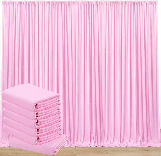 30 ft x 10 ft Wrinkle Free Baby Pink Backdrop Curtain for Parties, 6 Panels 5ftx10ft Thick Polyester Photo Backdrop Drapes for Baby Shower Birthday Party Photography Wedding Backdrop Stand