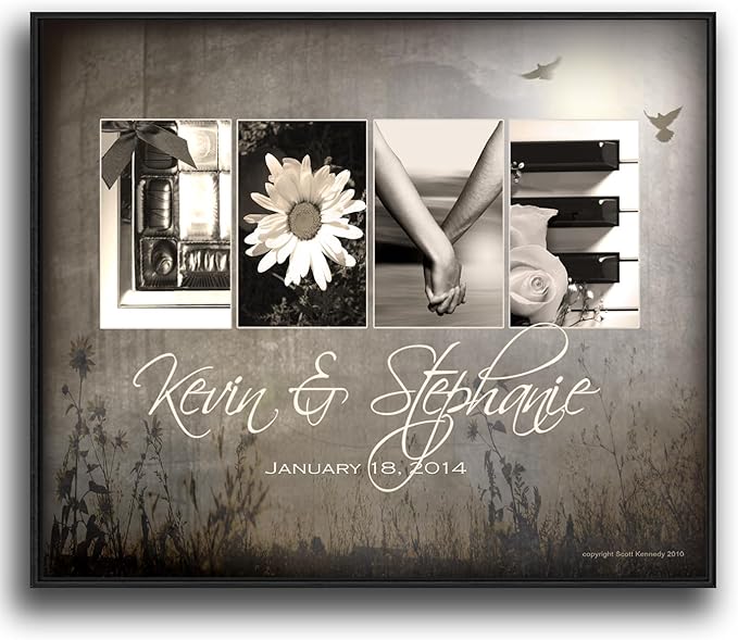 Personal-Prints LOVE LETTERS | Personalized Romantic Canvas Art Gift with Your Names | Custom for Valentine’s Day or Wedding Anniversary (20"x24" Float Framed Canvas)