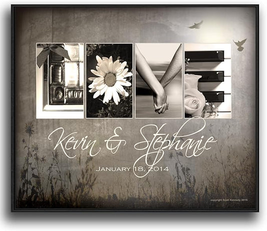 Personal-Prints LOVE LETTERS | Personalized Romantic Canvas Art Gift with Your Names | Custom for Valentine’s Day or Wedding Anniversary (20"x24" Float Framed Canvas)